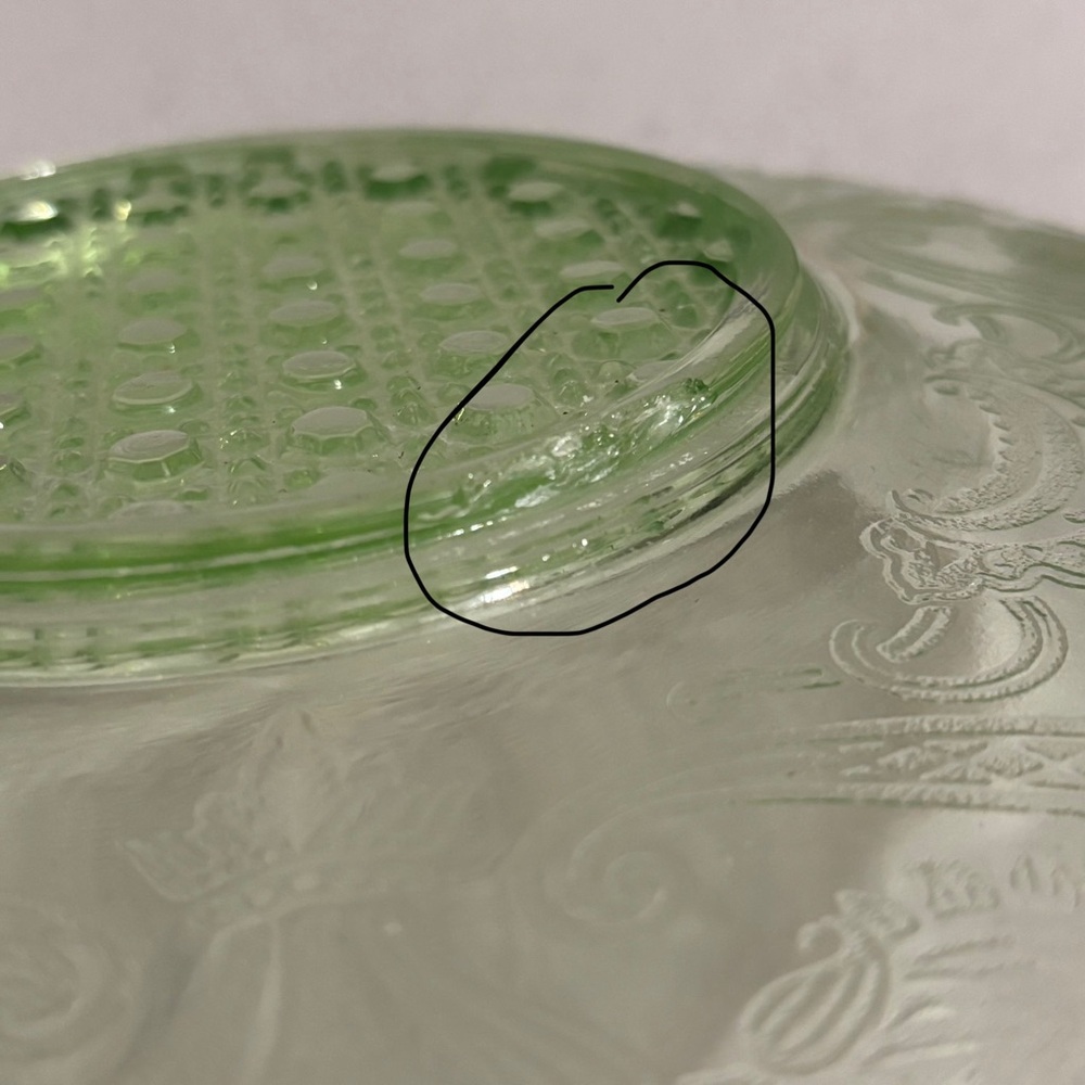 Green Depression Round Glass Decorative Centerpiece Bowl - Picture 3 of 7